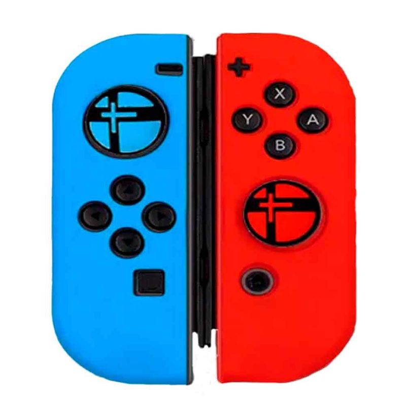 VARIOS - Funda para Joy Cons + 2 Grips Nintendo Switch Protector Rojo/Azul