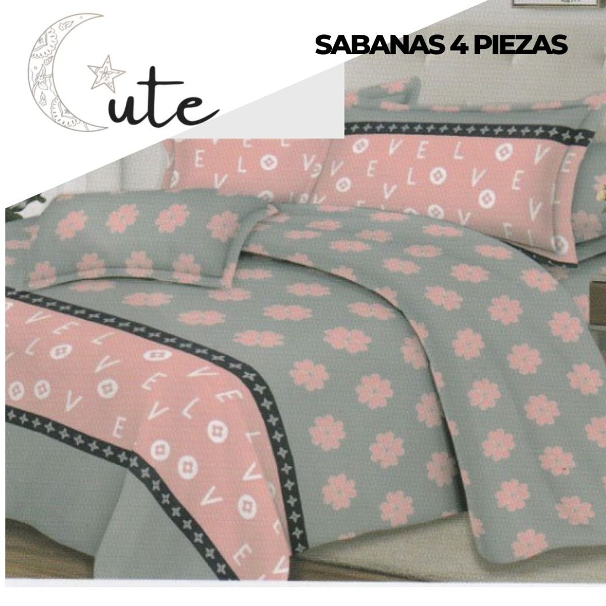 CUTE - JUEGO DE SÁBANAS DE 2 PLAZAS