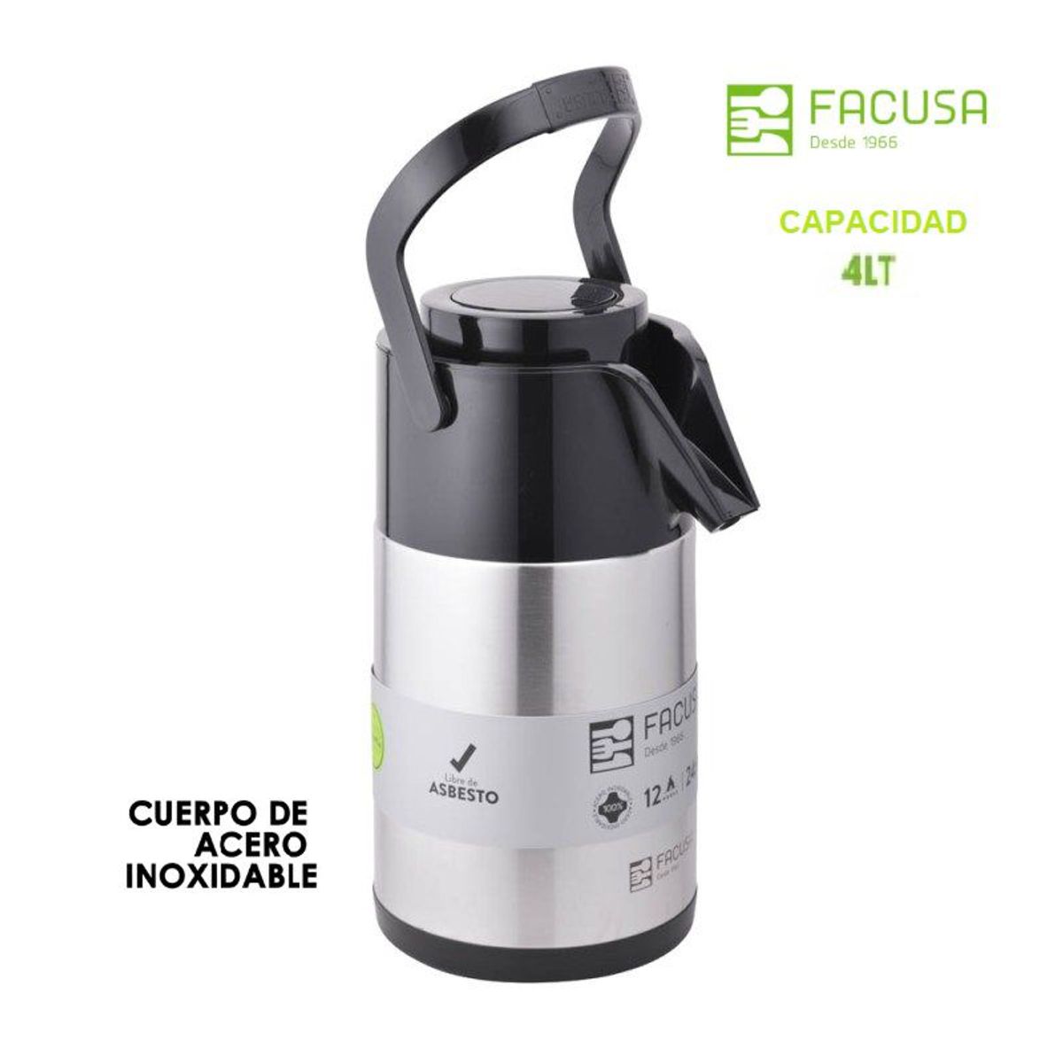FACUSA - Termo Sifón 4 litros Acero Inoxidable Facusa
