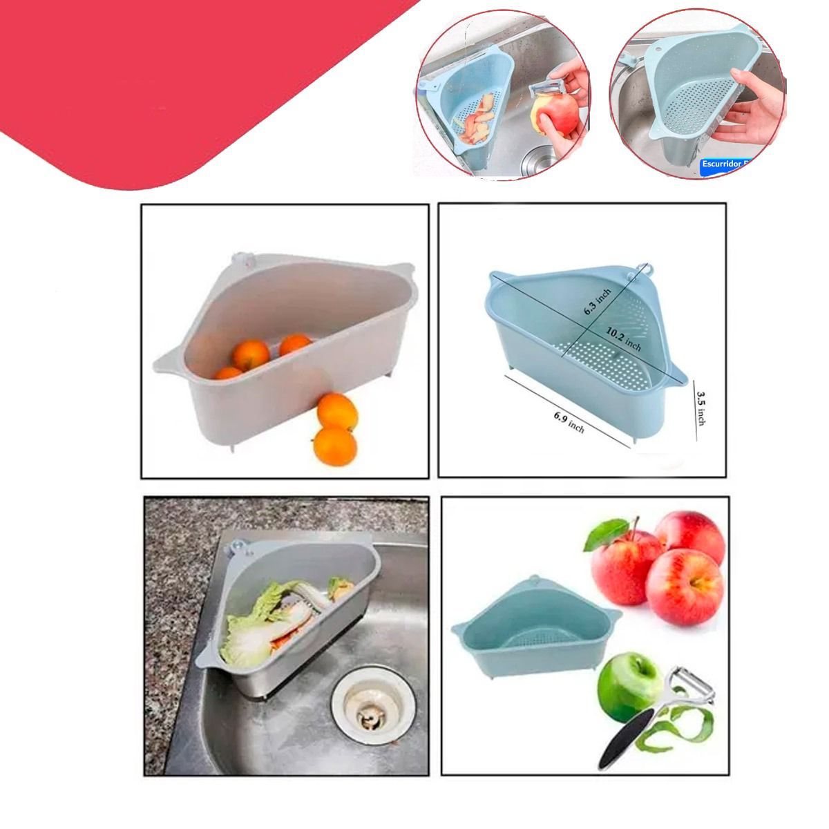 GENERICO - Pack 4 Escurridor Esquinero para Lavadero de Cocina