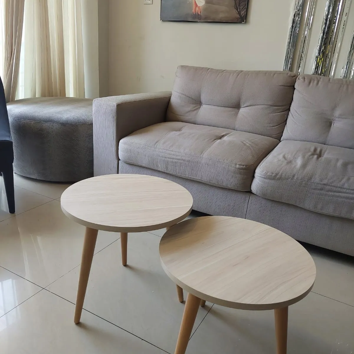 GENERICO - Mesa de centro estilo nido circular color manzano