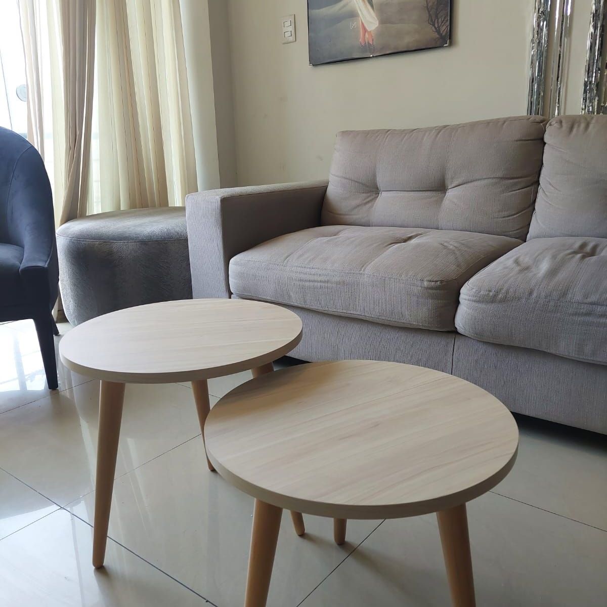 GENERICO - Mesa de centro estilo nido circular color manzano