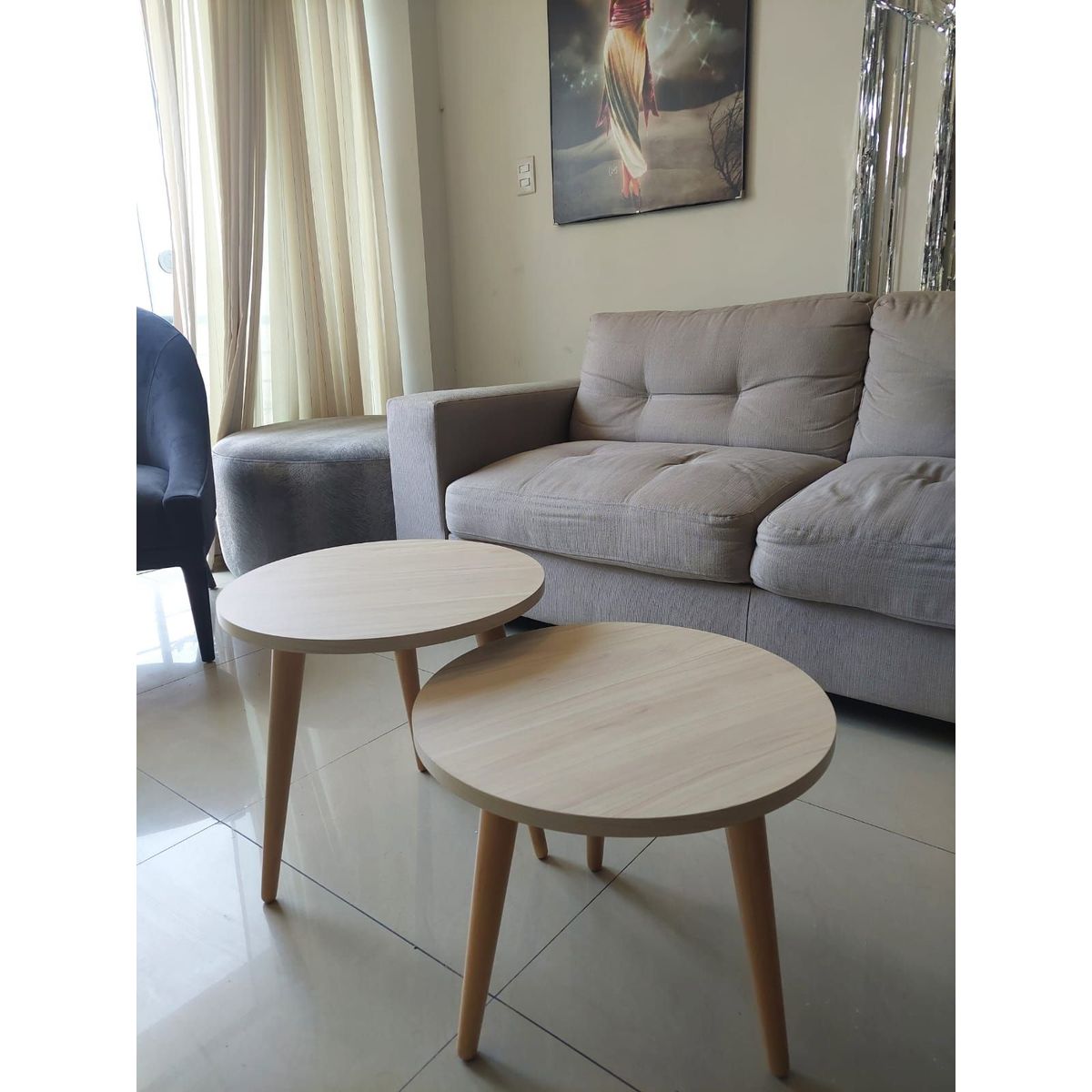 GENERICO - Mesa de centro estilo nido circular color manzano