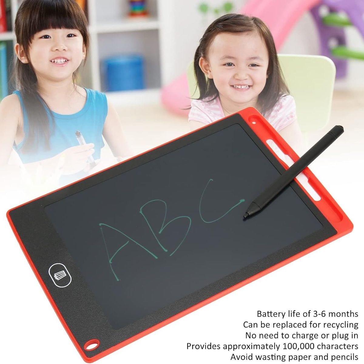 GENERICO - Tablet Pizarra Lcd Dibujo para Niños 8,5 Pulgadas ROJO