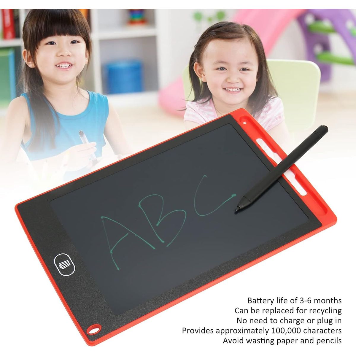 GENERICO - Tablet Pizarra Lcd Dibujo para Niños 8,5 Pulgadas ROJO