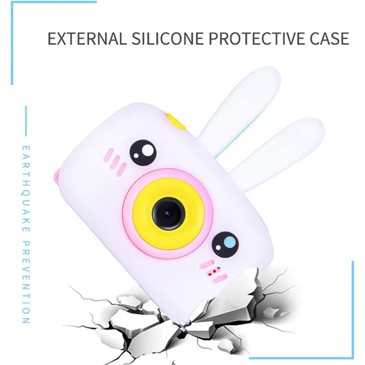 GENERICO - cámara conejito  1080P Full HD  con cordón y cable de carga blanco