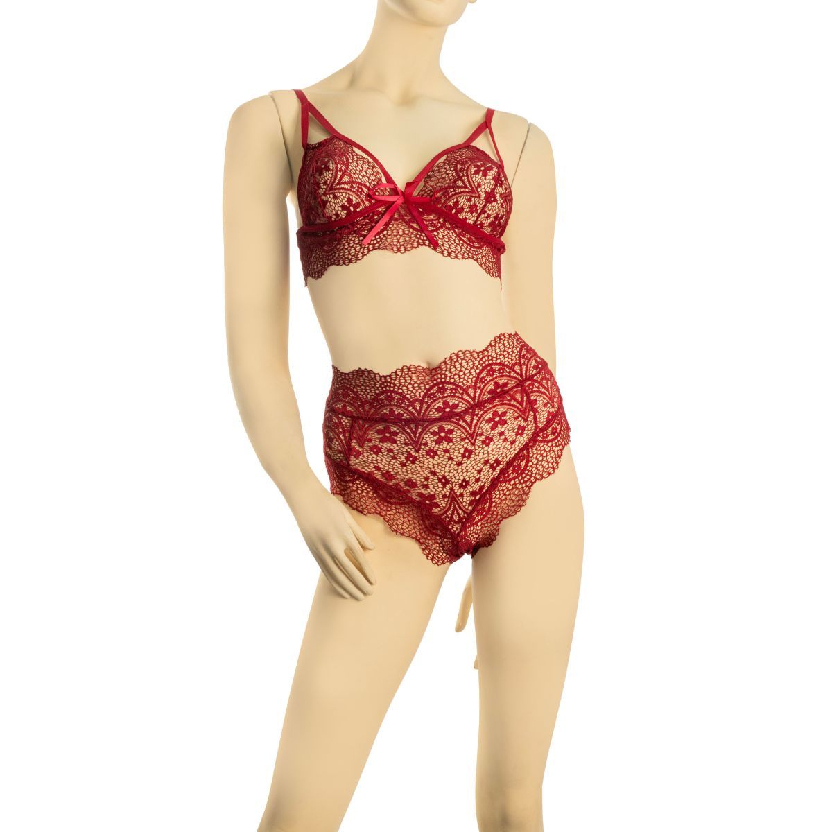 GENERICO - Set de Lenceria Sexy con Tiras - Color Rojo Talla M