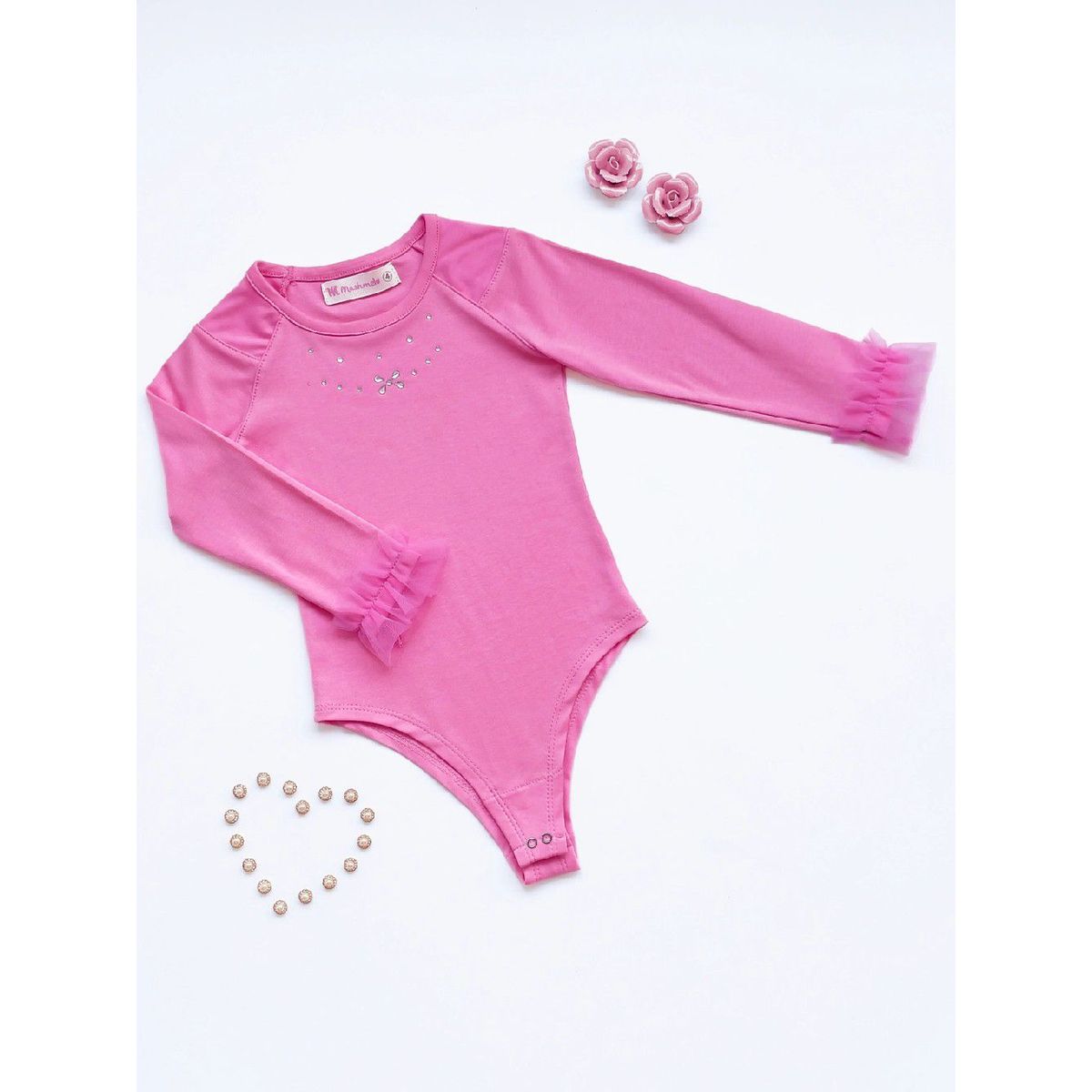 KIDS MASHMELO - Body Manga Pamela con Hombros y Puños de Tull