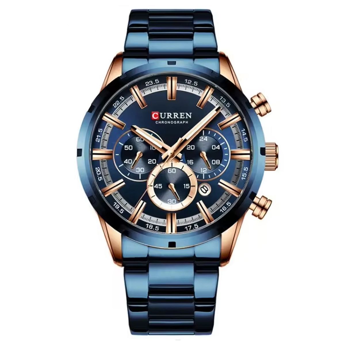 OEM - RELOJ HOMBRE AZUL ACERO INOXIDABLE CRONÓGRAFO CU- 8355