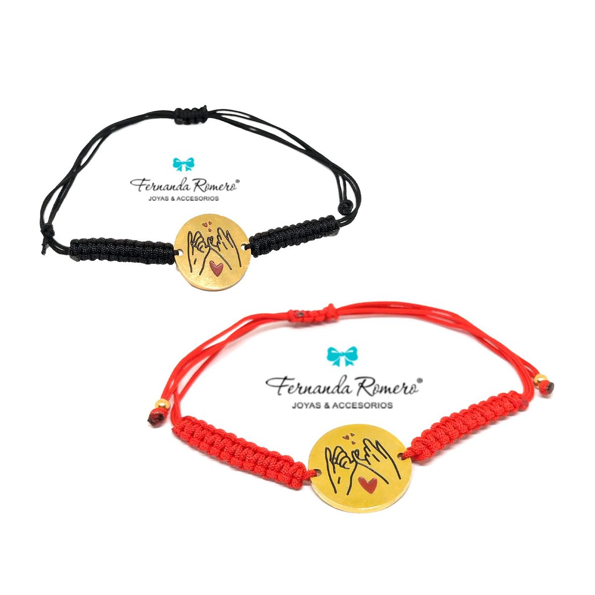 FERNANDA ROMERO JOYAS Y ACCESORIOS - Set para Parejas 2 Pulseras Unidos por el Hilo Rojo - Manos