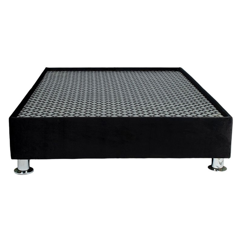 MUEBLES MACRUMO - Box Tarima Encajonado Premium reforzado y acolchado 2 Plz - Negro Impermeable