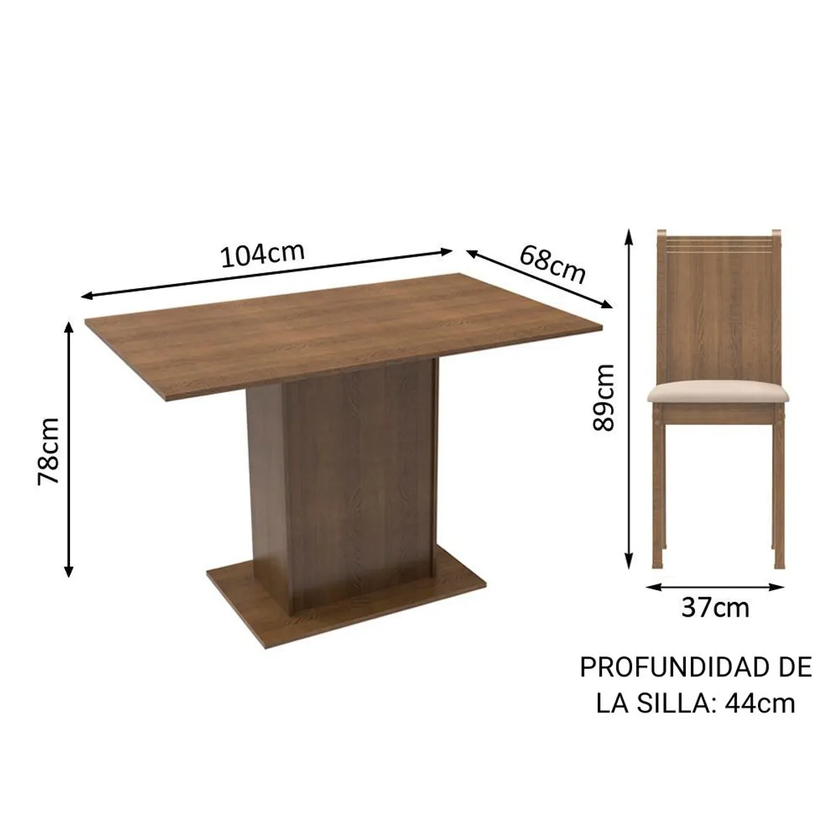 MADESA - Juego de Comedor Lexy con 4 Sillas