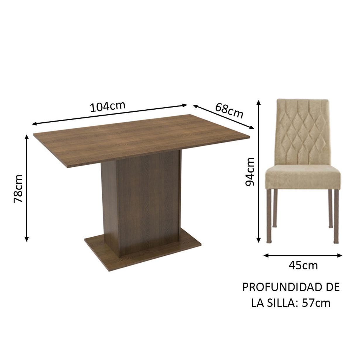MADESA - Juego de Comedor Tainá con 2 Sillas
