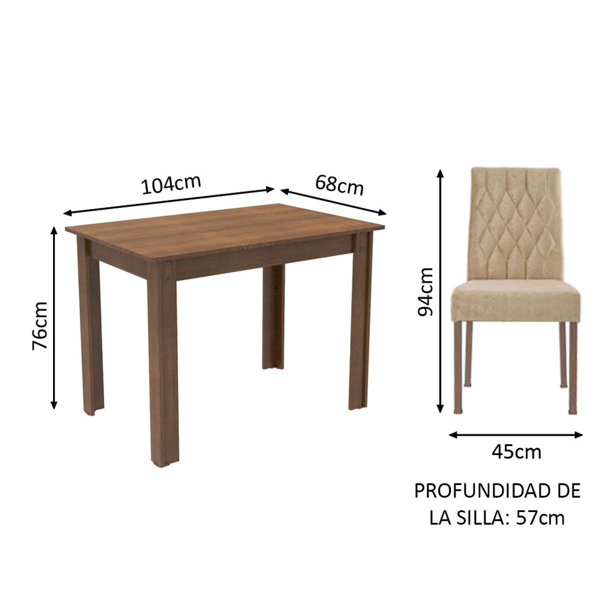 MADESA - Juego de Comedor Lidia con 2 Sillas