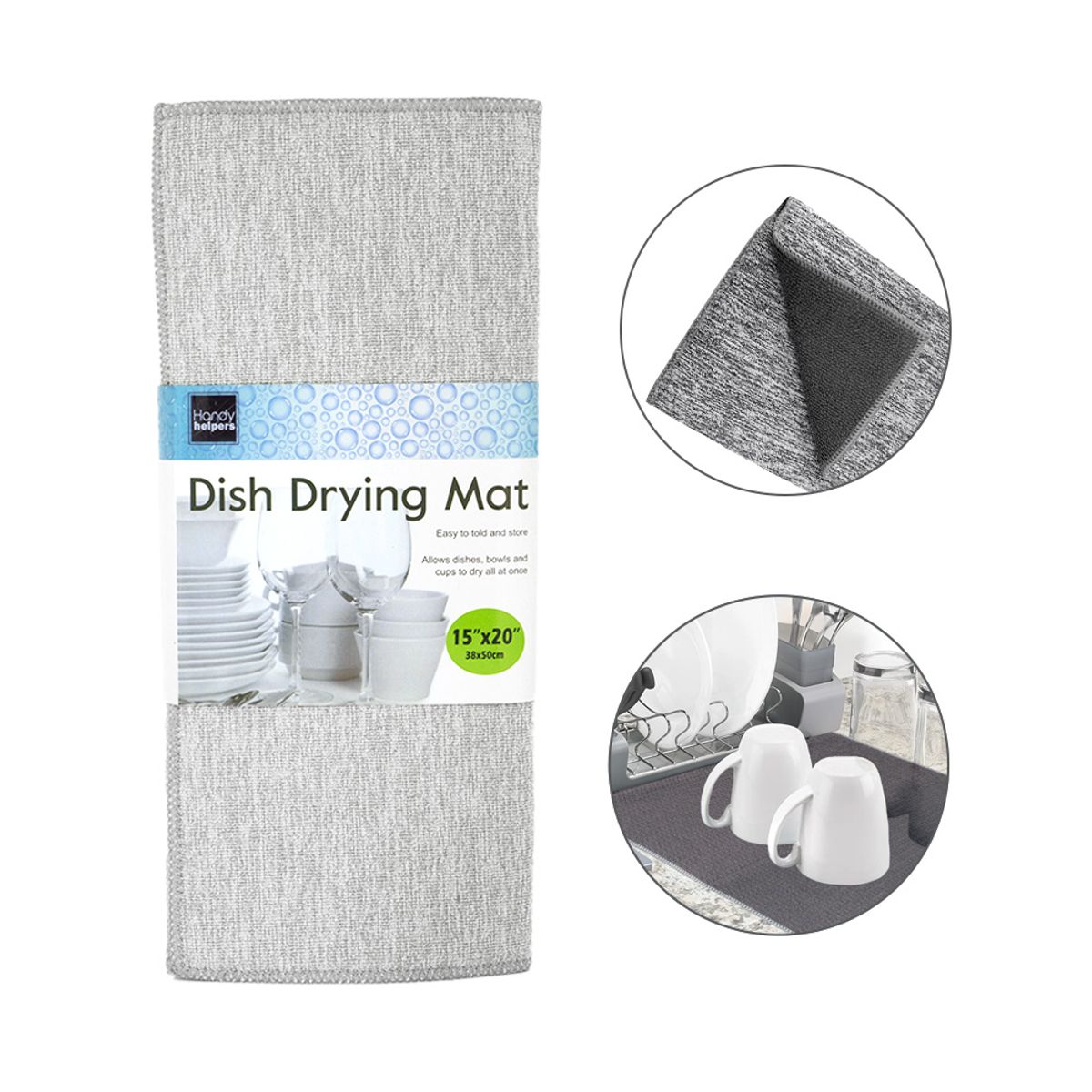 KELLER - Alfombrilla de Microfibra Escurridor Secador de Platos Vasos Gris R63