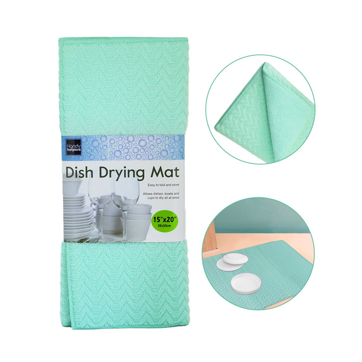 KELLER - Alfombrilla de Microfibra Escurridor Secador de Platos Verde Agua R63