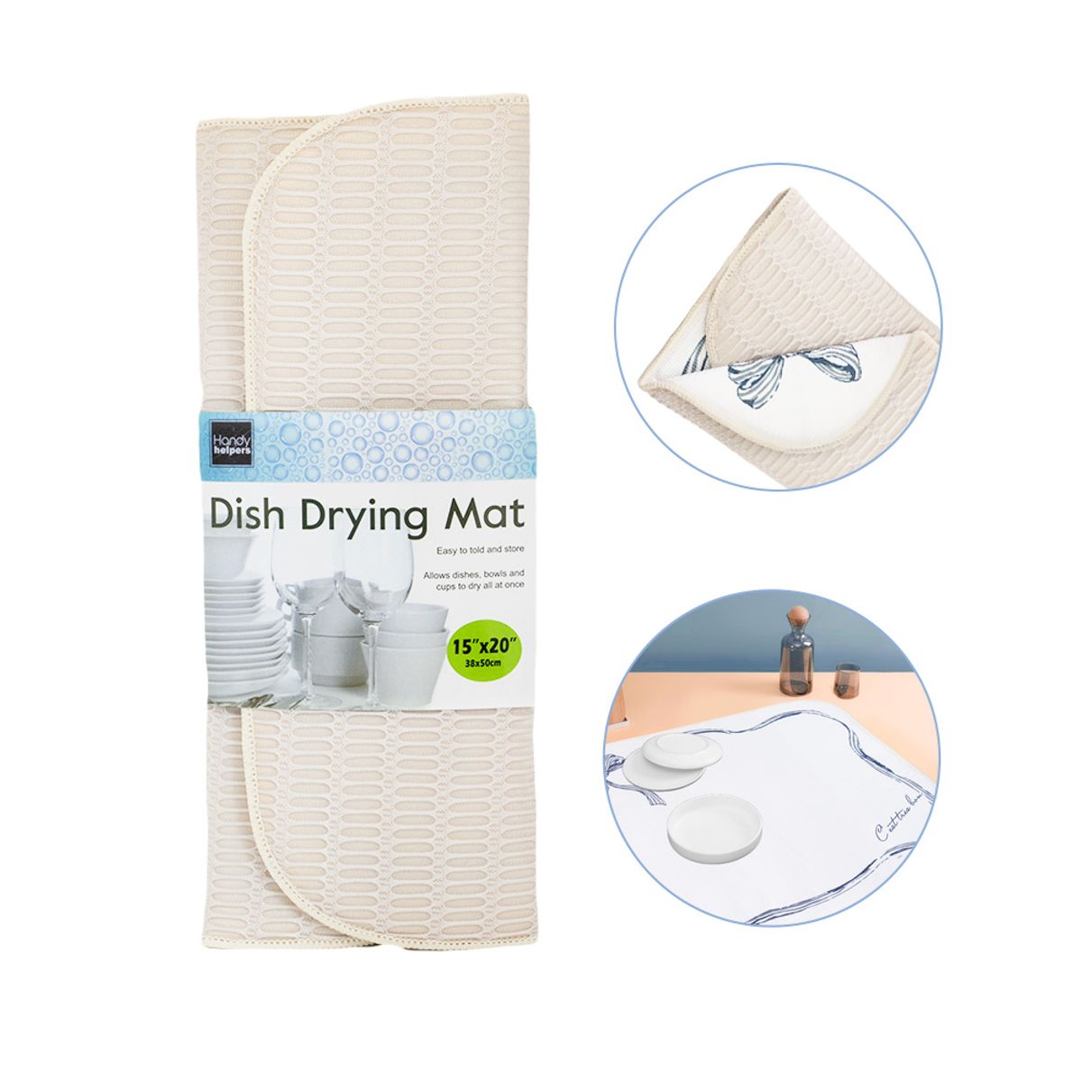 KELLER - Alfombrilla de Microfibra Escurridor Secador Platos Beige Diseño R63