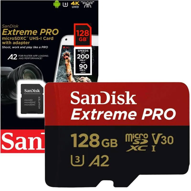 SANDISK - Memoria MICRO SD SANDISK EXTREME PRO 128GB de 200mbs