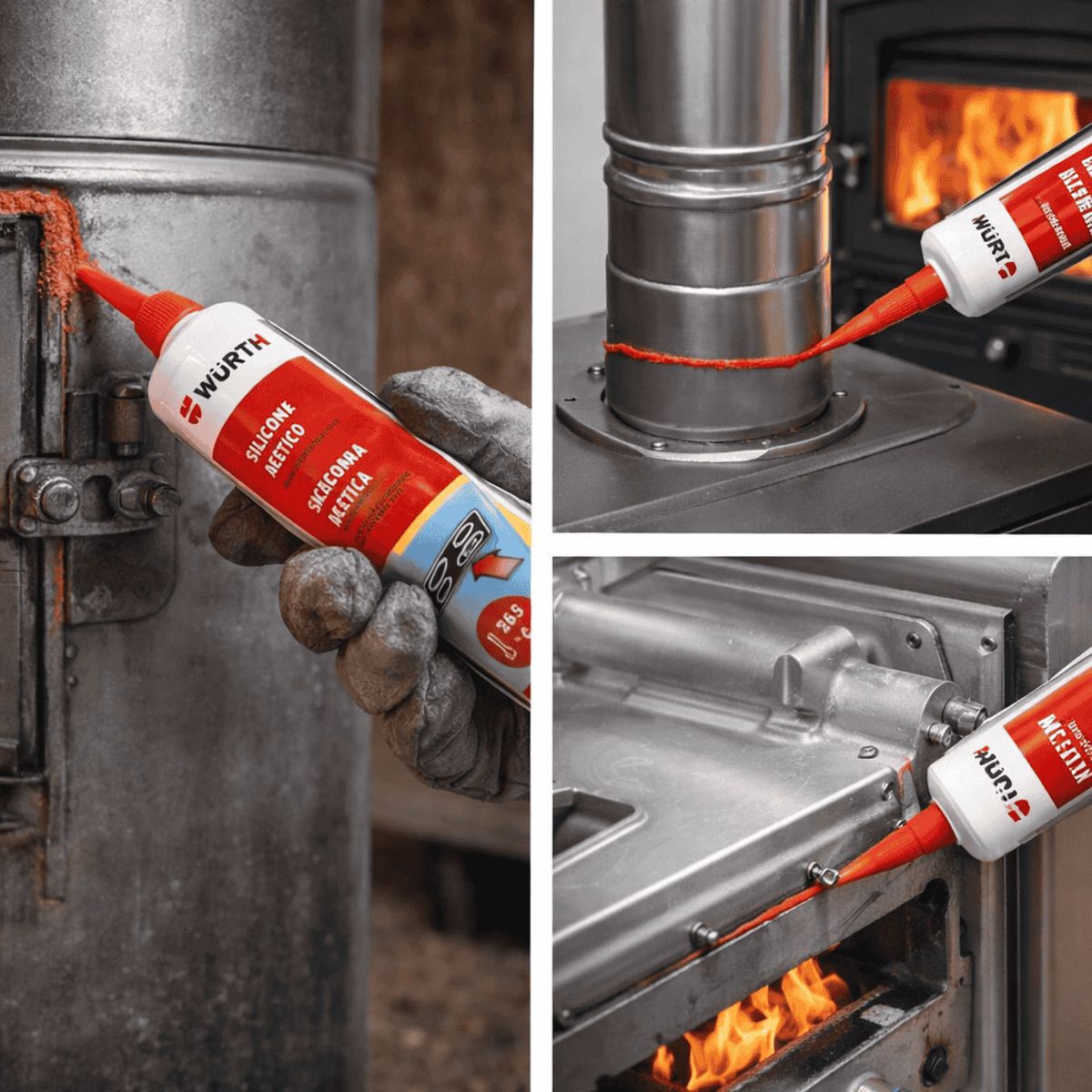 SILICONA ACÉTICA ALTA TEMP ROJA 280ML, marca WURTH - Foto 2