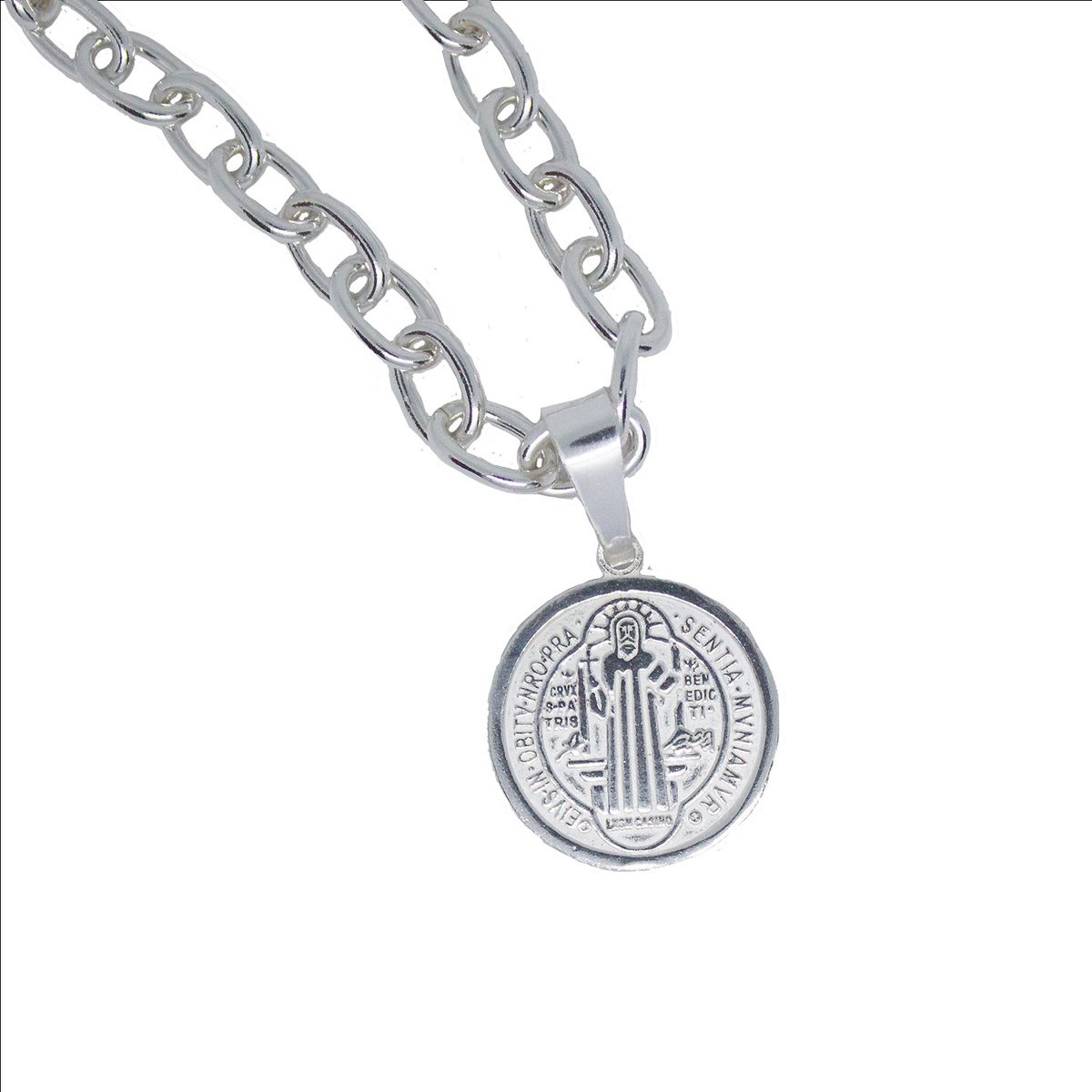 GENERICO - Cadena Eslabón Plata 950 con Dije San Benito