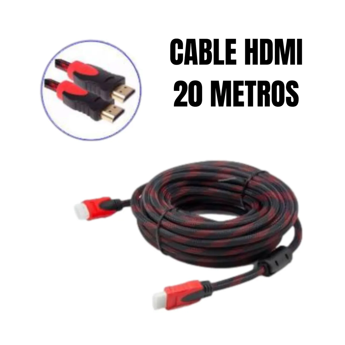 GENERICO - Cable HDMI 20 Metros Trenzado Con Doble Filtro Full HD