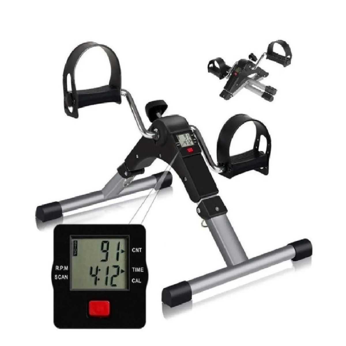 GENERICO - Pedalera Ejercitador Digital Piernas Brazos Plegable Vip