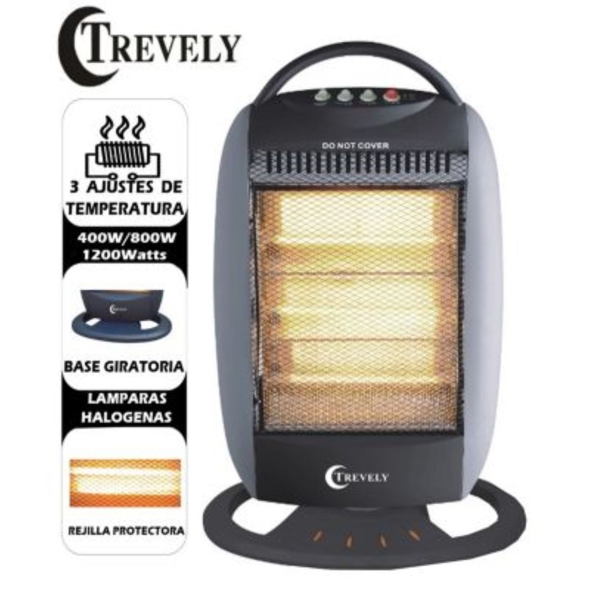 TREVELY - Calentador Eléctrico Halógeno TCH-020 1200W