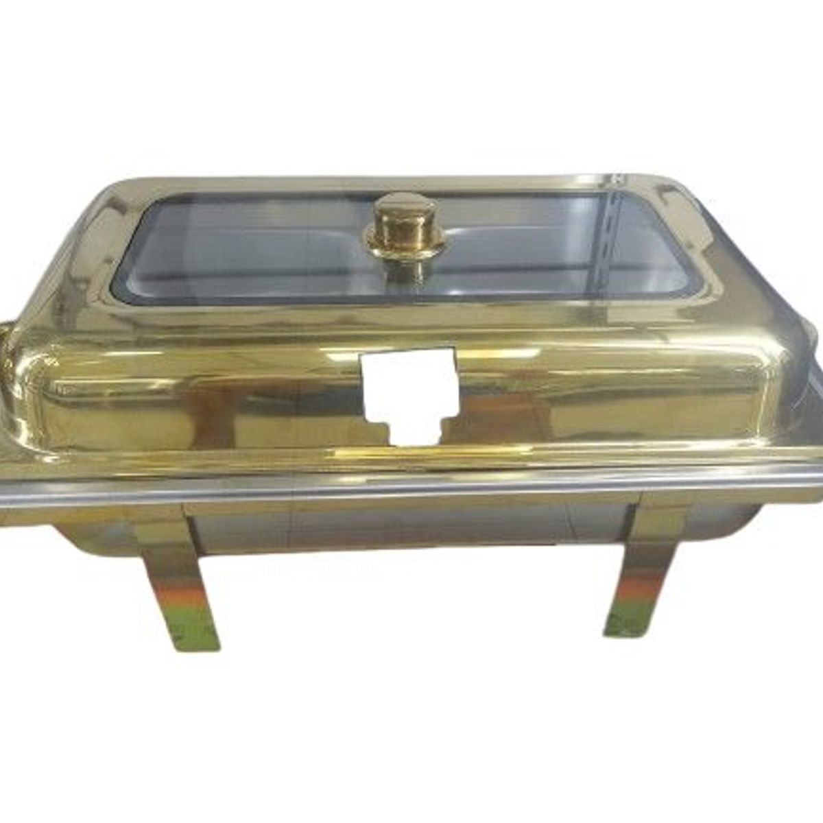 GENERICO - Samovar de acero inoxidable dorado con tapa de vidrio