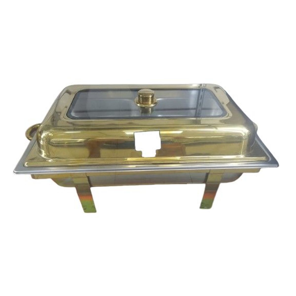 GENERICO - Samovar de acero inoxidable dorado con tapa de vidrio