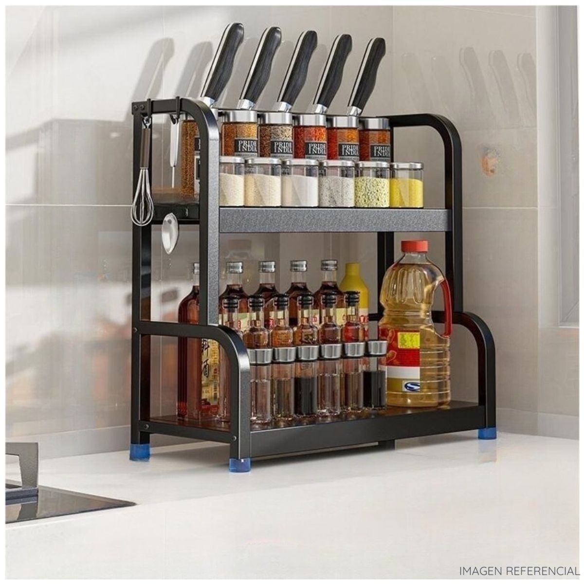 INSPIRA MARKET - Organizador de Especies Condimentos Utensilios 2 niveles multifunción