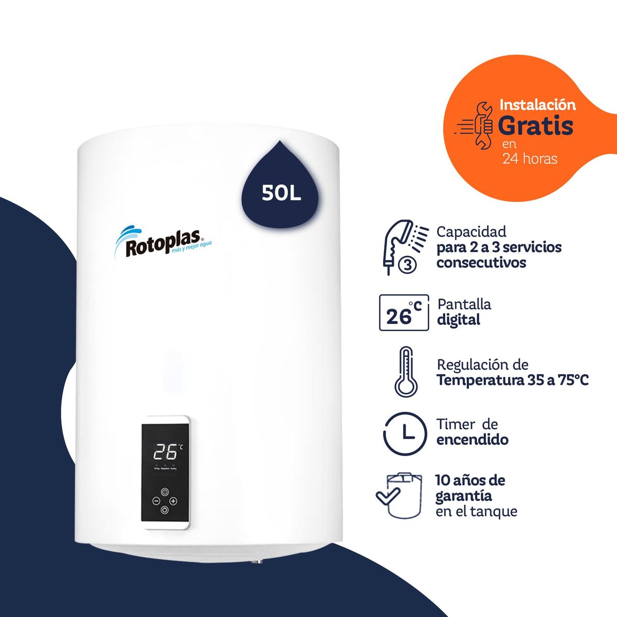 ROTOPLAS - Terma de Acumulación Digiterma 50L