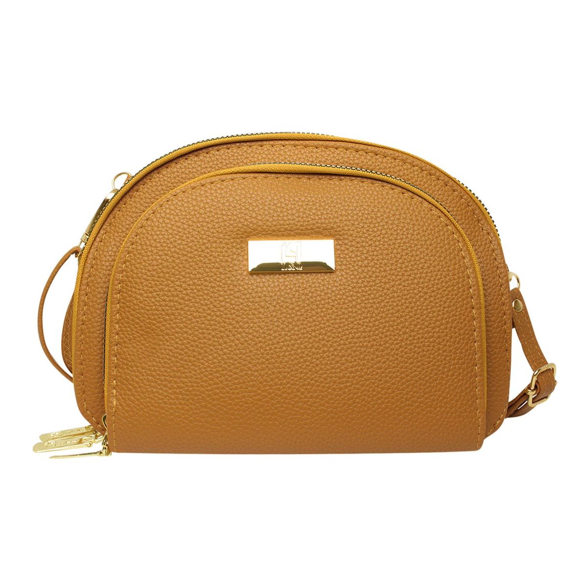 BUYPAL - Bolso Bandolero 3 Compartimentos CARTERA-B6112-MOSTAZA-TEXTURA