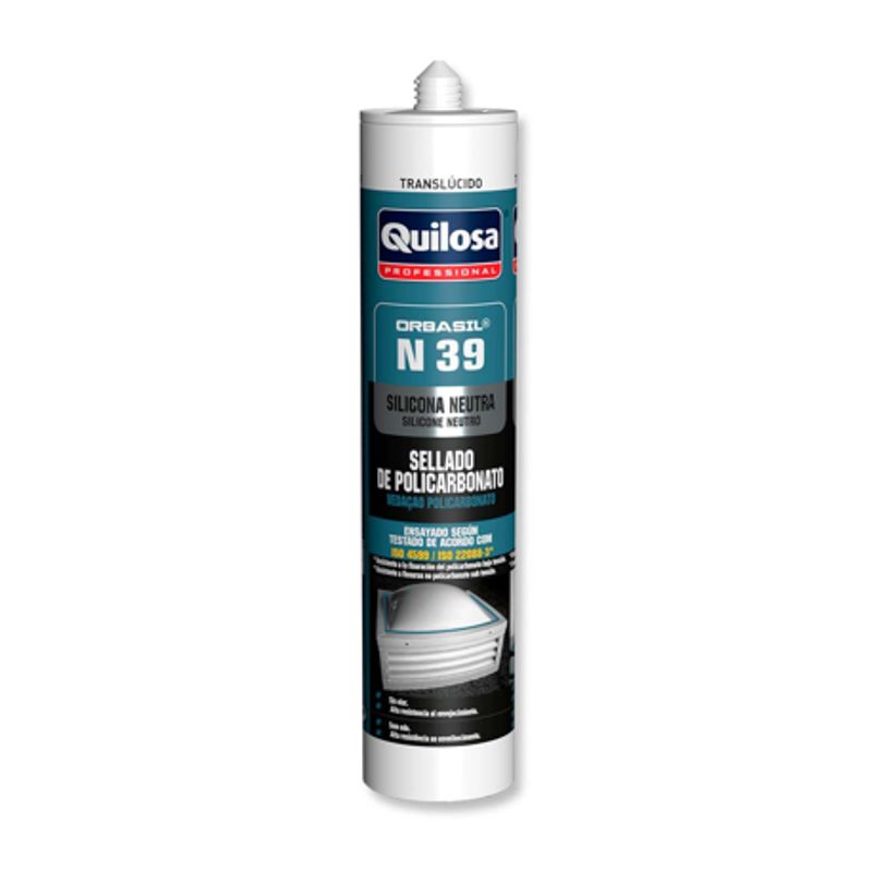 QUILOSA - Silicona Neutra Policarbonatos y Espejos Orbasil N39 Cartucho 300ml Transparente