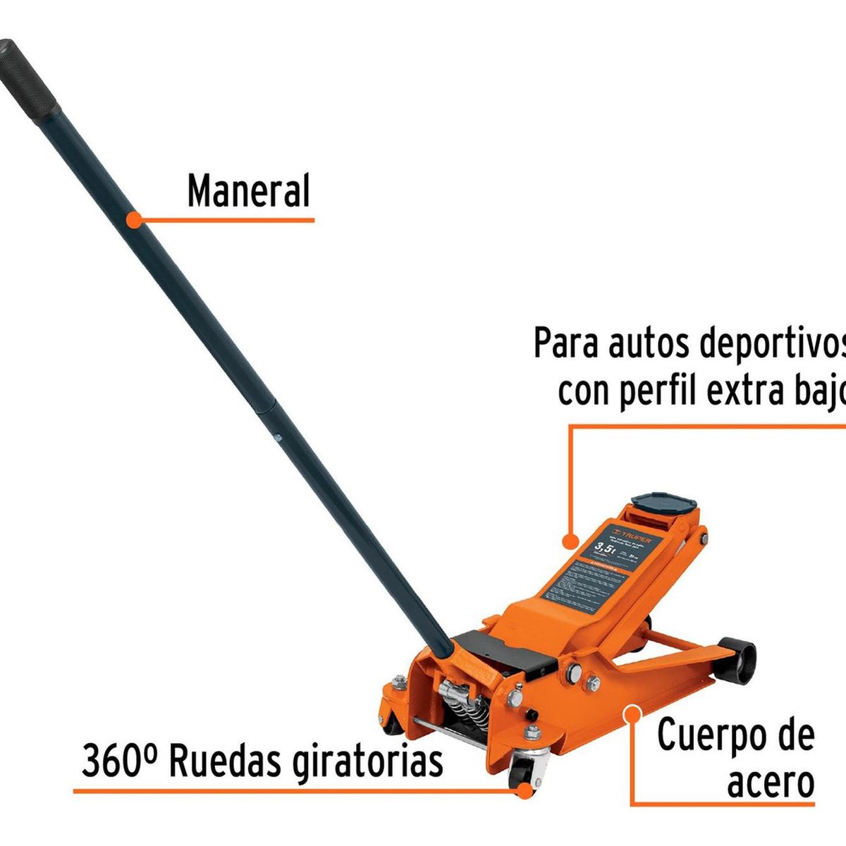 TRUPER - Gata tipo lagarto 3.5 toneladas elevación rápida perfil extra bajo