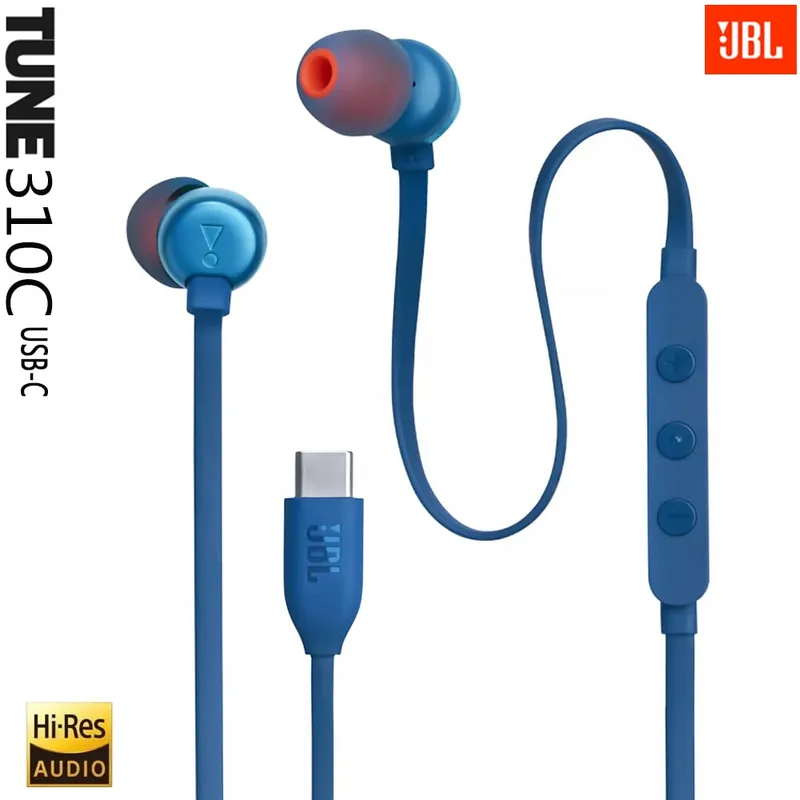 JBL - JBL Audifonos USB-C HI-RES Extra Bass + Ecualizador Tune 310C