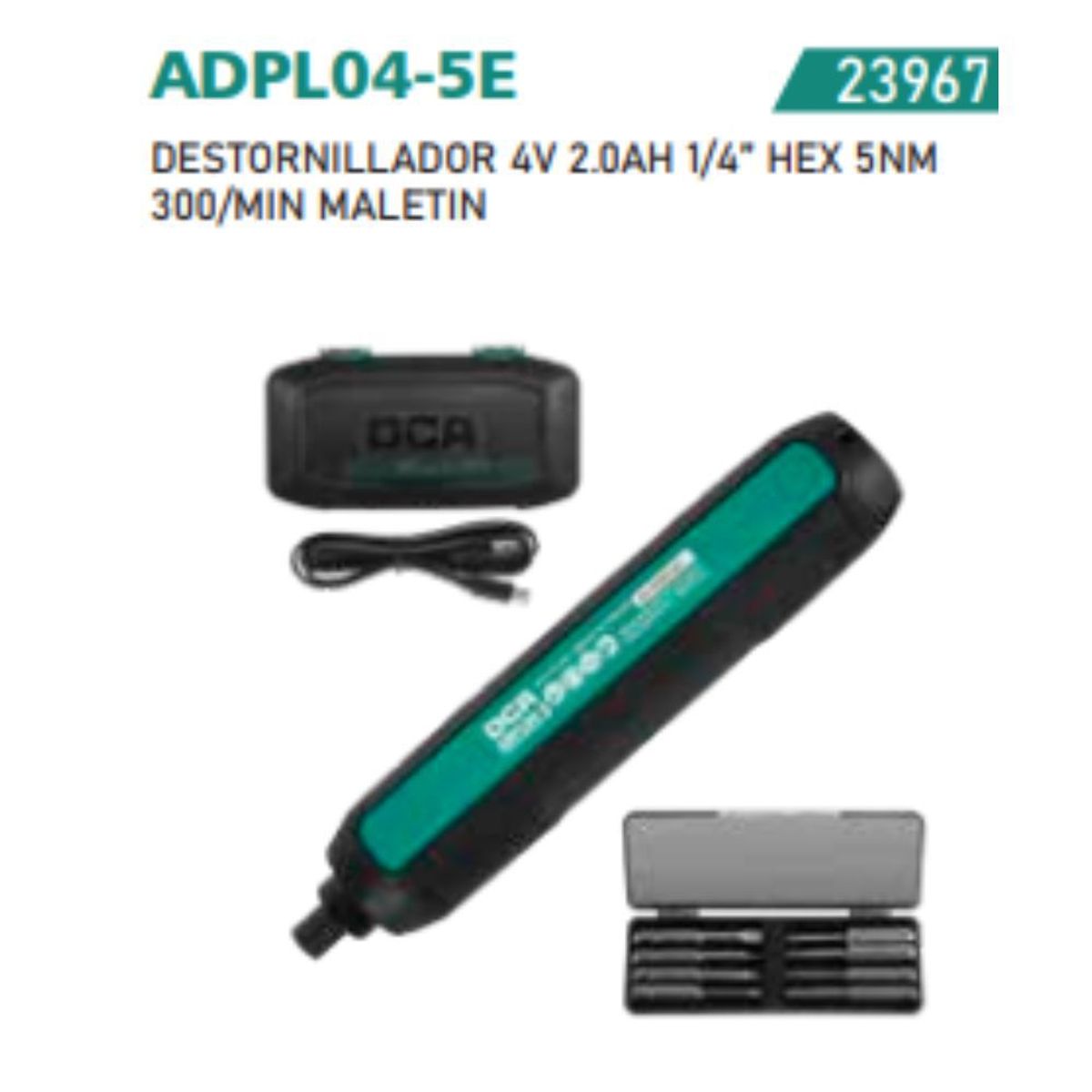 DCA - Destornillador 4V 20AH 14’’ HEX 5NM 300MIN Maletin