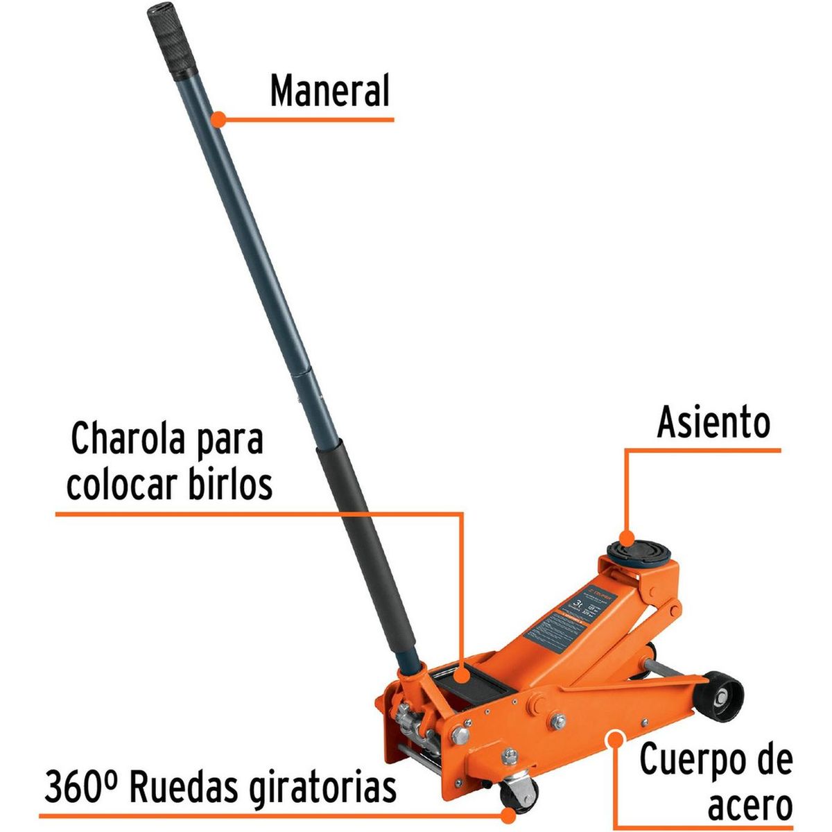 Truper - Gata tipo lagarto 3 toneladas de elevación rápida Truper