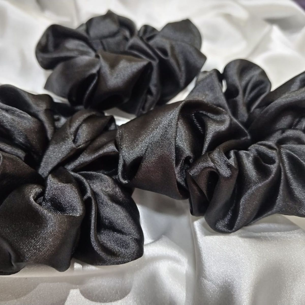 GENERICO - SCRUNCHIES COLETEROS PARA EL CABELLO  PACK DE 3 UNIDADES NEGRO