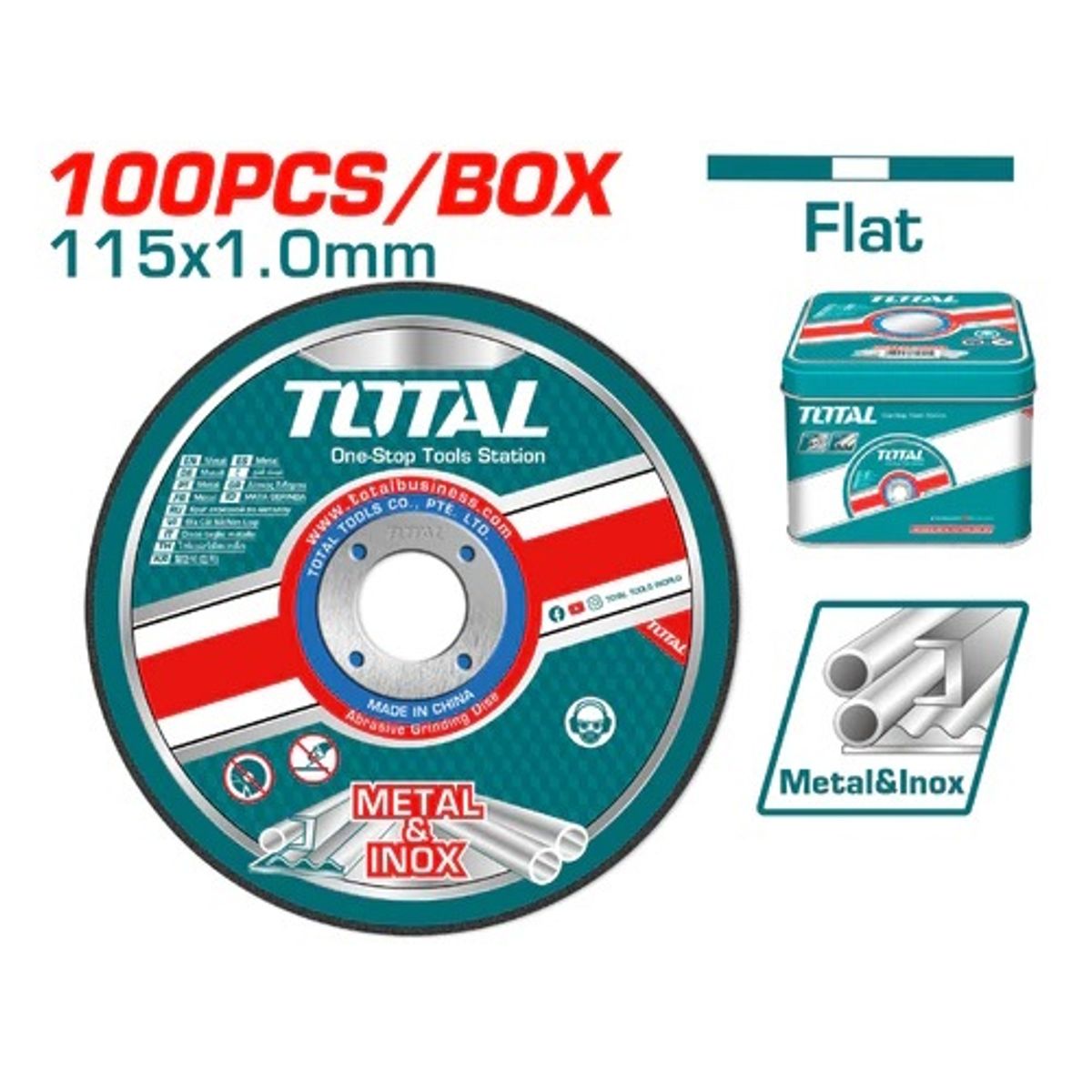 TOTAL TOOLS - DISCO CORTE METAL Y ACERO 4½  X 100UND P/ AMOLADORA  TOTAL TAC210115100