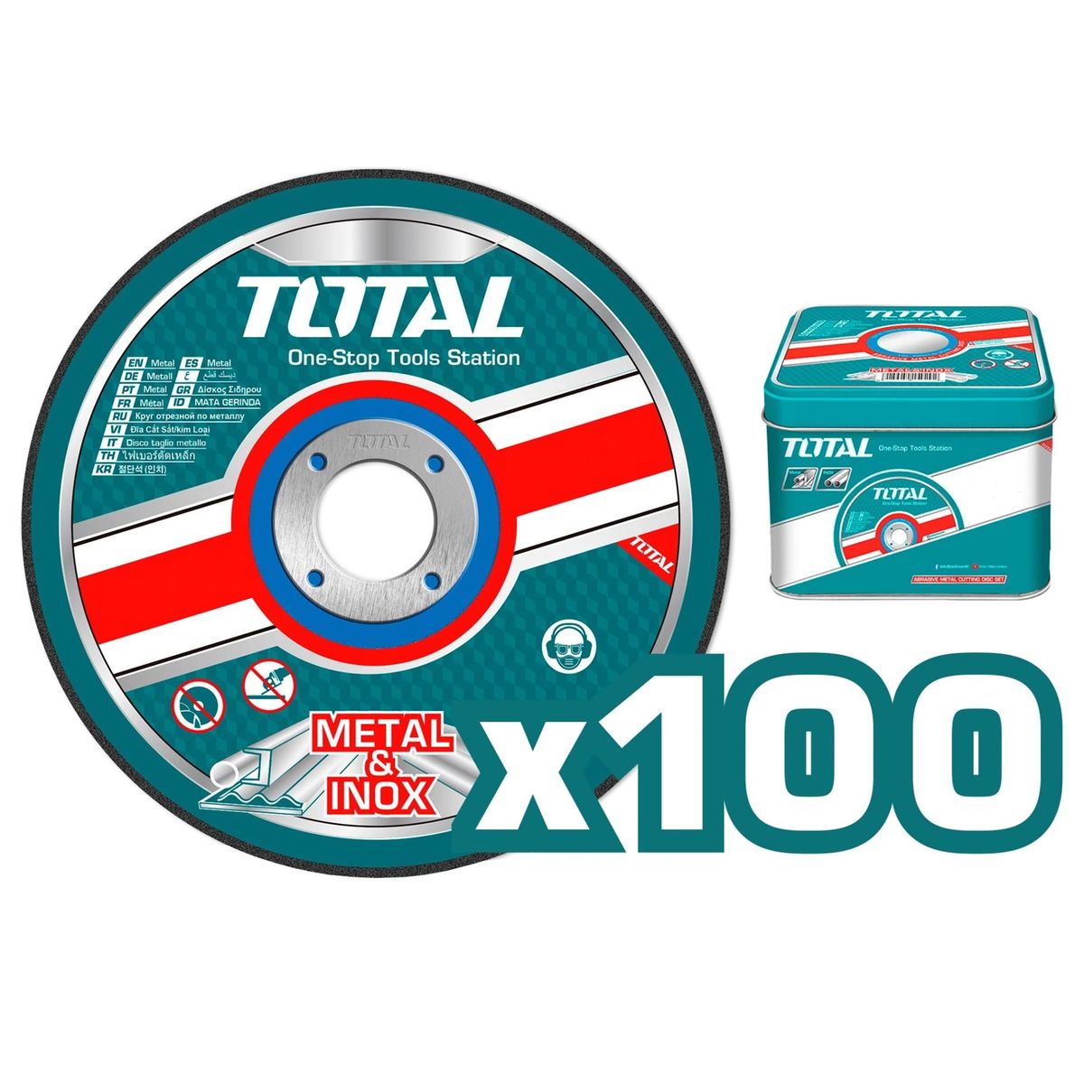 TOTAL TOOLS - DISCO CORTE METAL Y ACERO 4½  X 100UND P/ AMOLADORA  TOTAL TAC210115100