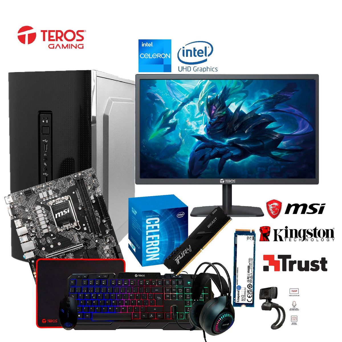 MSI - CPU Intel Celeron G5905 Monitor 19 Ram 8GB SSD 500GB