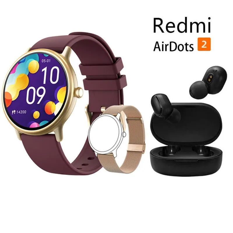 XIAOMI - Reloj inteligente resistente al agua Y86 Rojo + combo Redmi AirDots 2
