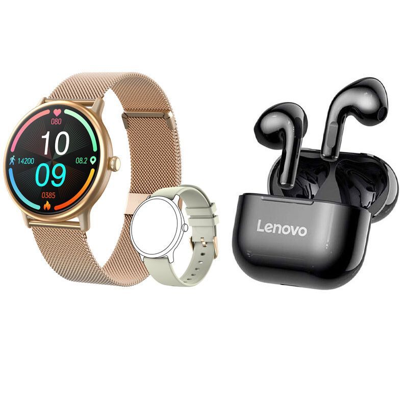 LENOVO - Reloj inteligente resistente al agua Y86 Dorado + combo lenovo lp40