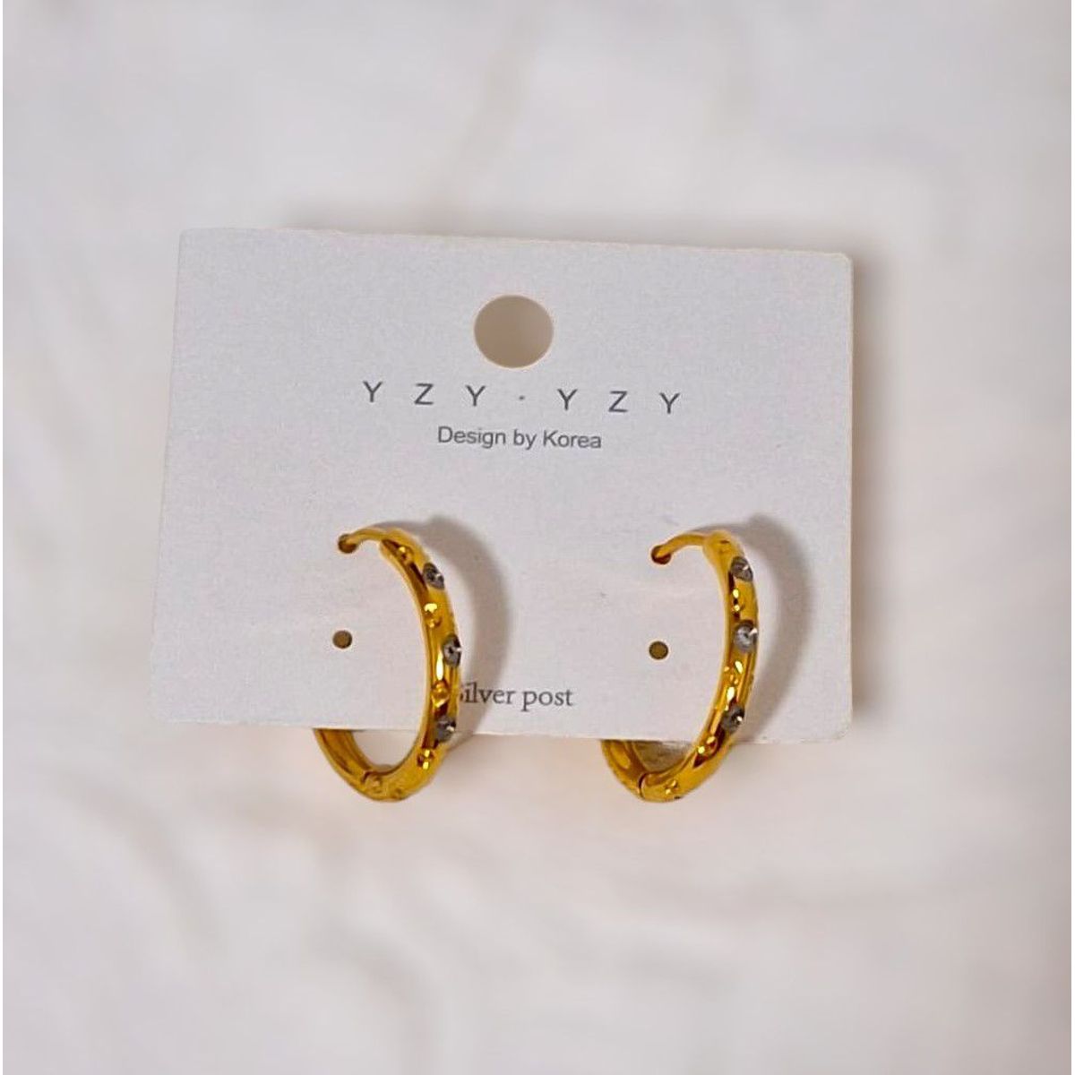 GENERICO - Aretes argollas con strass en acero inoxidable