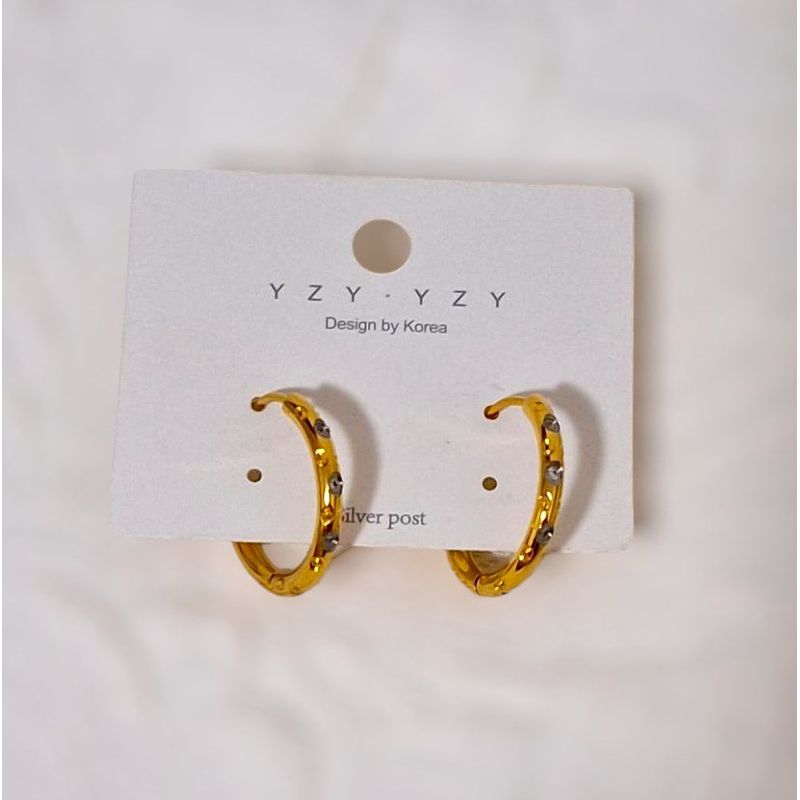 GENERICO - Aretes argollas con strass en acero inoxidable