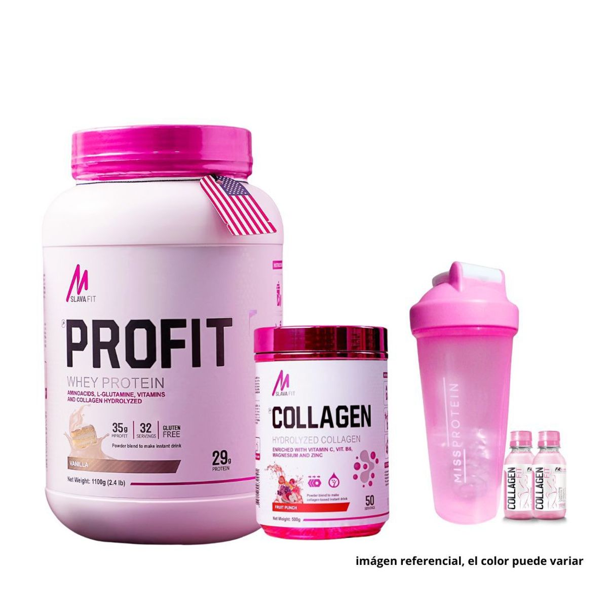 MSLAVA FIT - MSLAVA FIT PROFIT 2.400 LB VAINILLA + COLLAGEN HYDROLYZED 500GR FRUITPUNCH