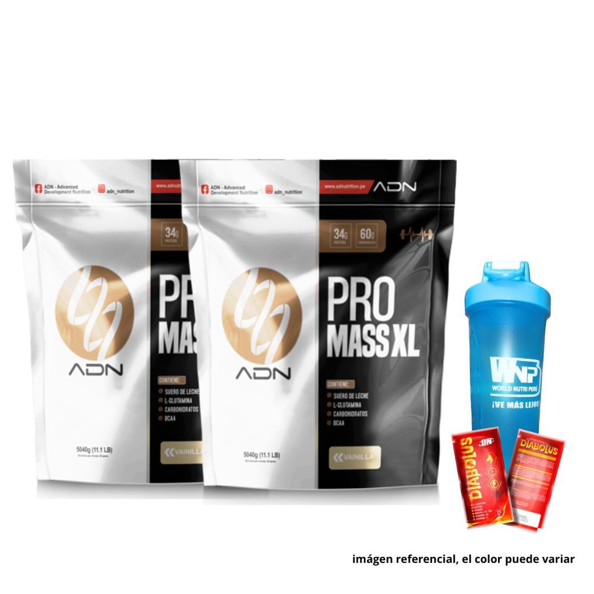 ADN - PRO MASS XL 5 KG VAINILLA + PRO MASS XL 5KG VAINILLA + SHAKER