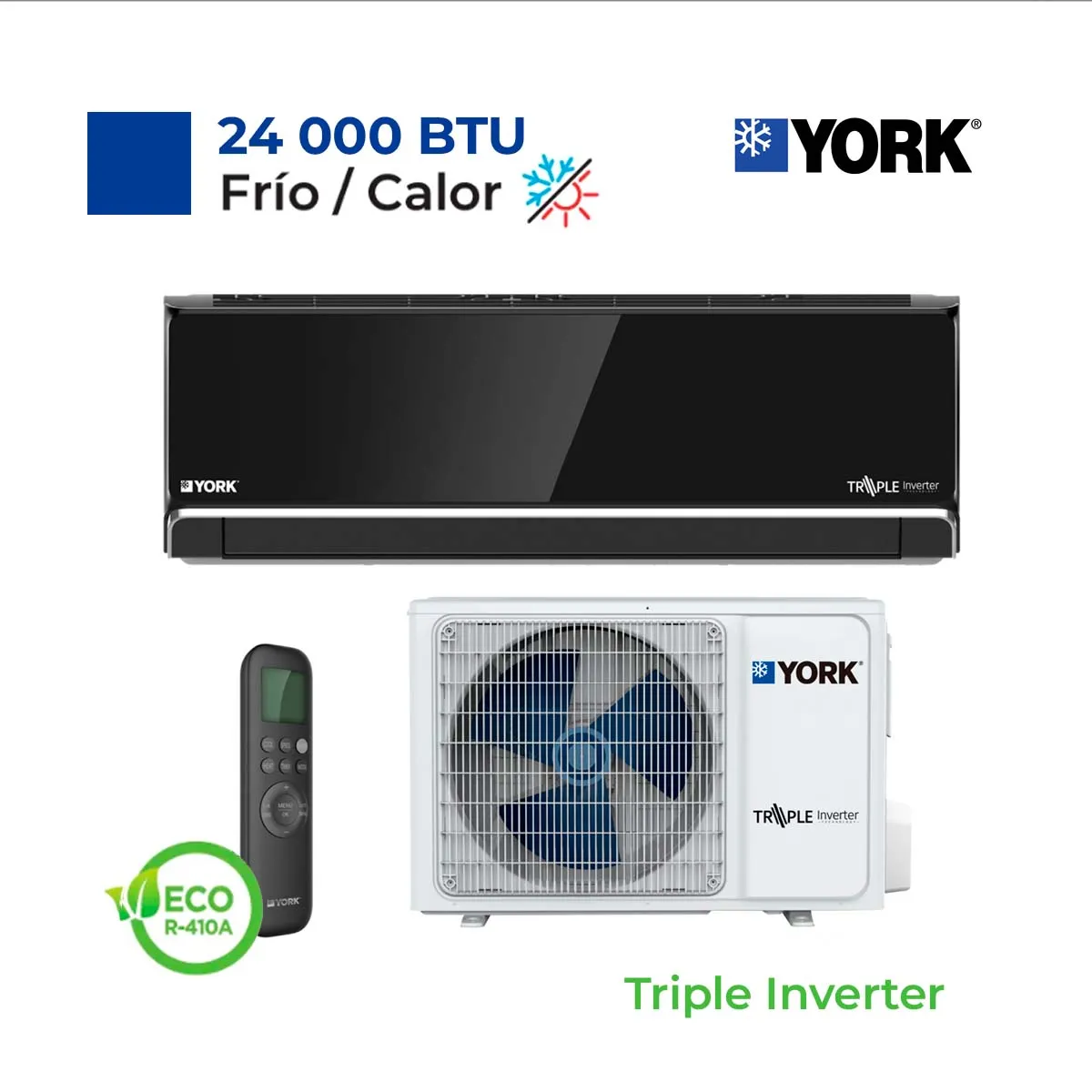 YORK - Aire Acondicionado Split Pared de 24000 BTUH Triple Inverter FríoCalor