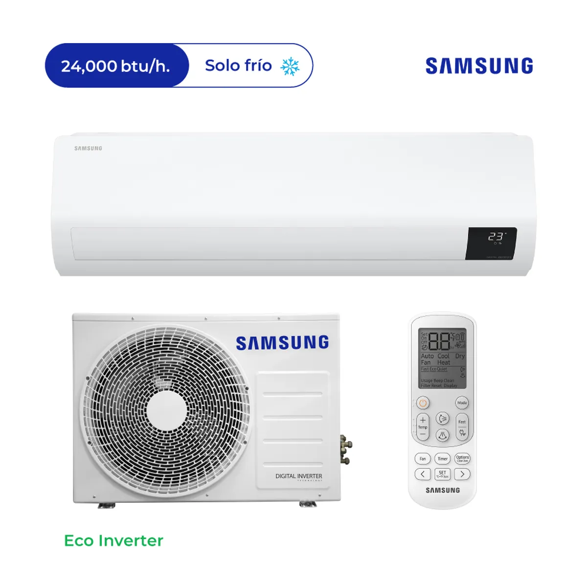 SAMSUNG - Aire Acondicionado Samsung Split Pared de 24000 BTUH Inverter Frío