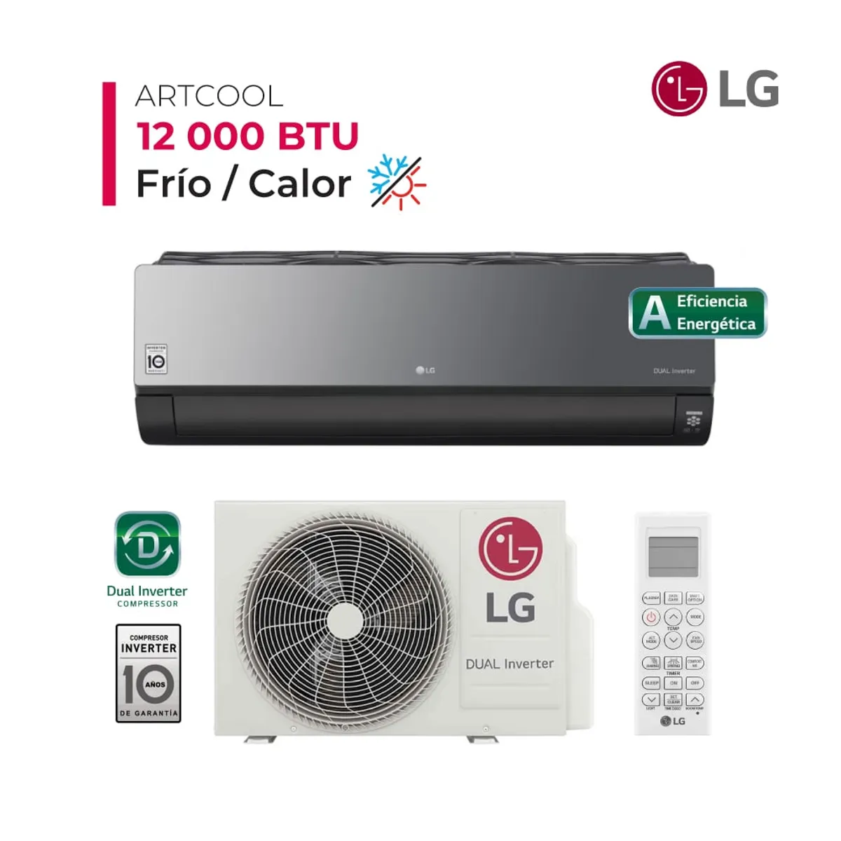 LG - Aire Acondicionado LG Split Pared de 12000 BTUH Artcool FríoCalor
